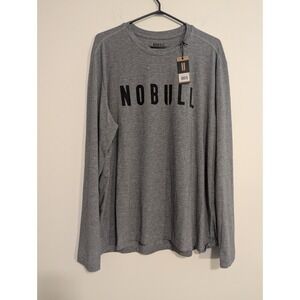 NWT! NOBULL Men's XL Long Sleeve Performance Training Shirt Heathered Gray